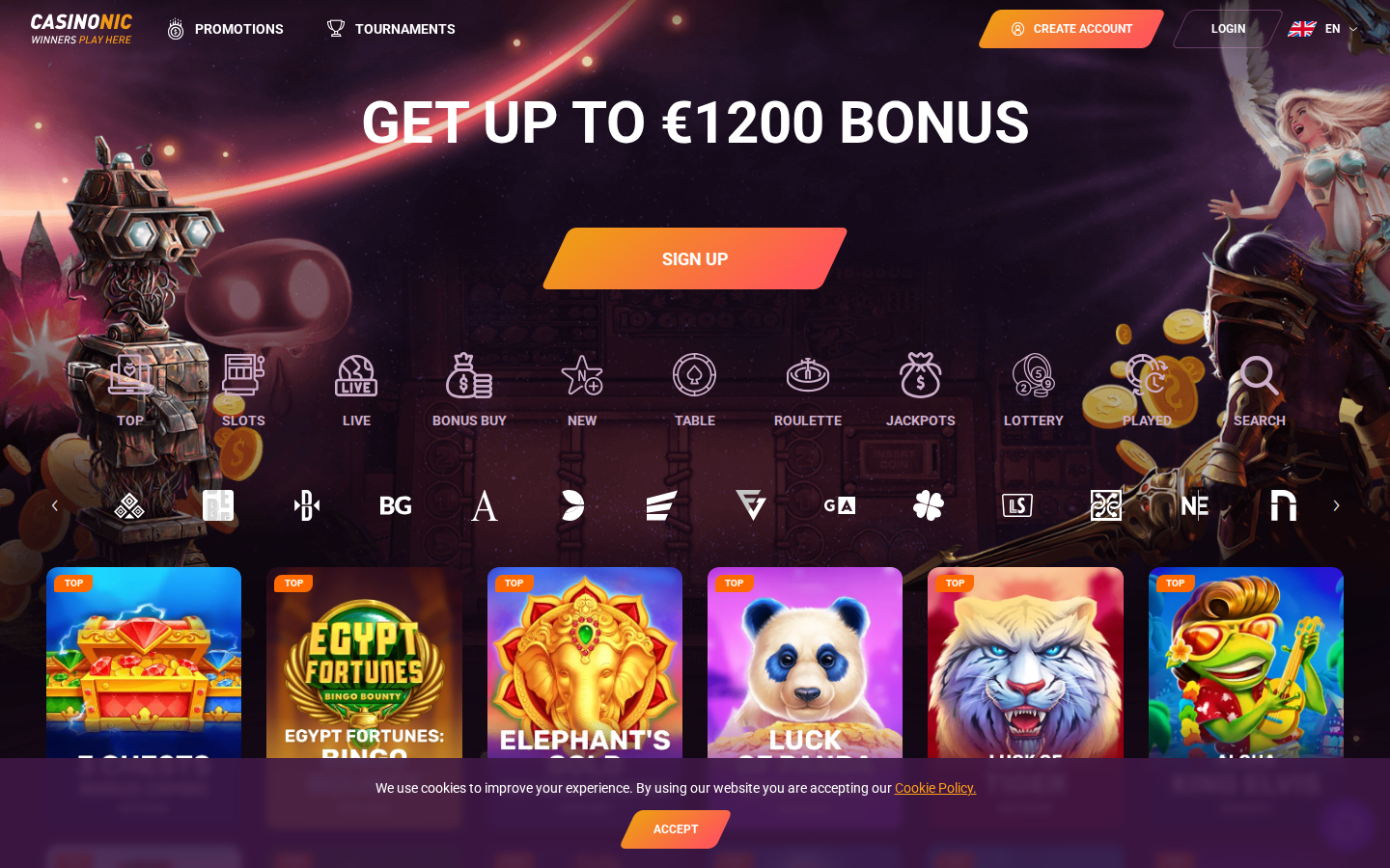 Casinonic Casino NZ homepage